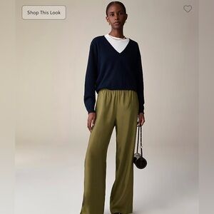 J. Crew Stratus Pant in textured satin frosty olive green Small Petite